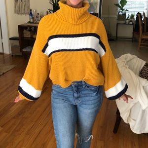 Yellow Color Block Stripe Sweater